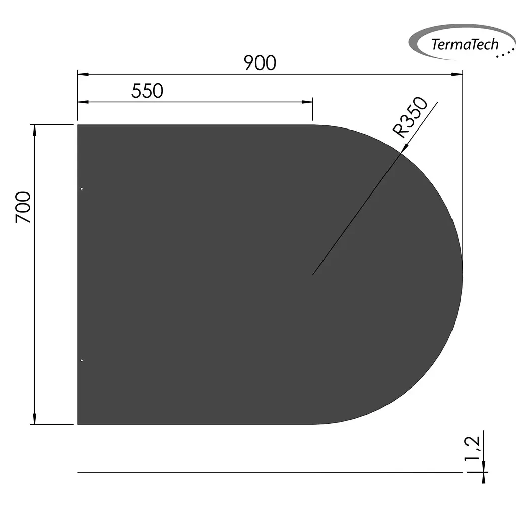 Halvrund gulvplate i stål - 70 x 90 cm Termatech | Biopeiser-shop.no | Biopeis tilbehør