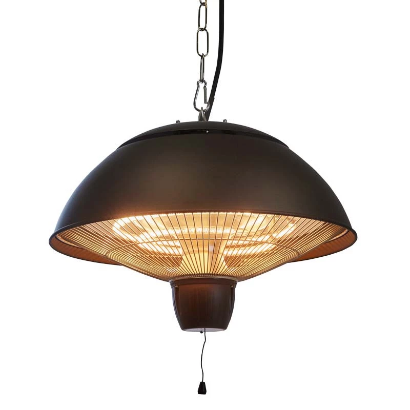 Henge Terrassevarmer 600/1500 W - Ø42 cm svart Hortus | Biopeiser-shop.no | Opphengt Elektrisk Terrassevarmer