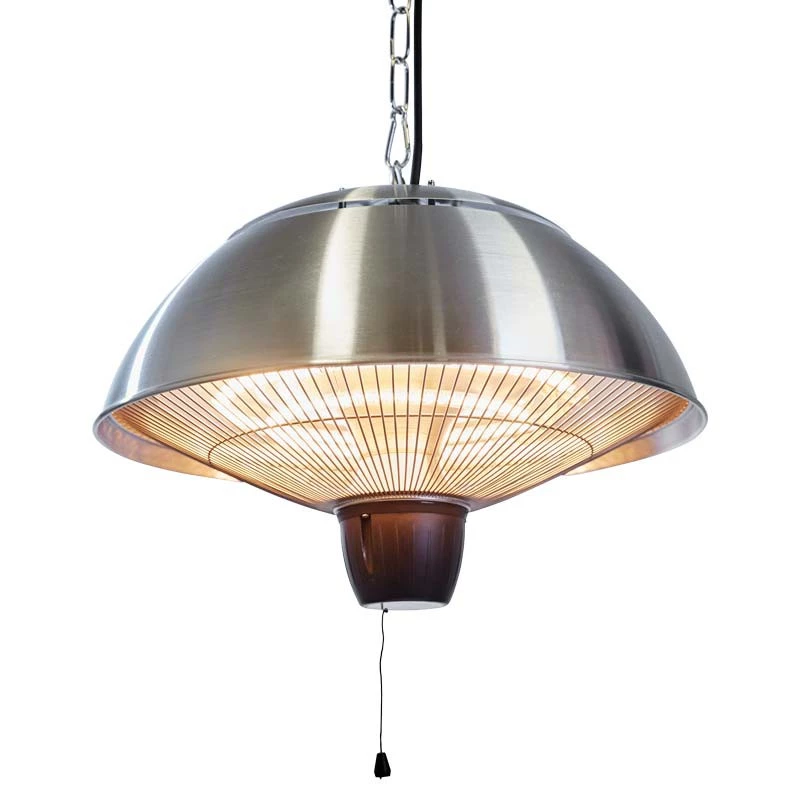 Henge Terrassevarmer 600/1500 W - Ø42 cm sølv Hortus | Biopeiser-shop.no | Opphengt Elektrisk Terrassevarmer