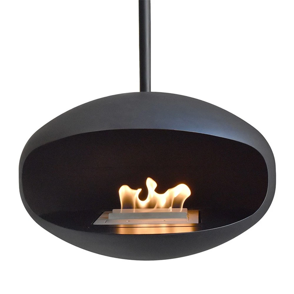Cocoon Aeris Svart med Svart Takstang | Takmontert Bioetanolpeis | Cocoon Fires | Moderne Peiser