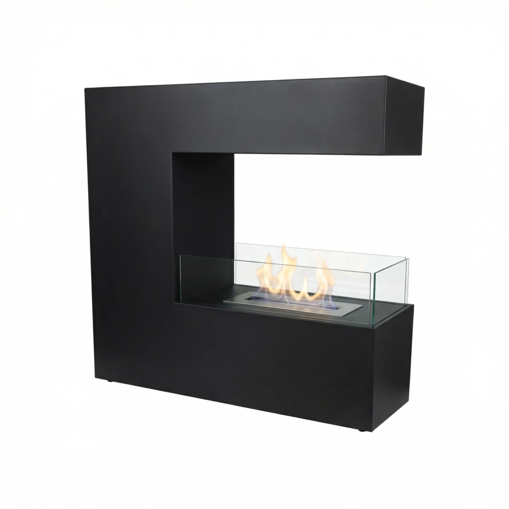 ScandiFlames Topeka SVart - Frittstående romdeler biopeis - brennetid opptil 7,5 timer