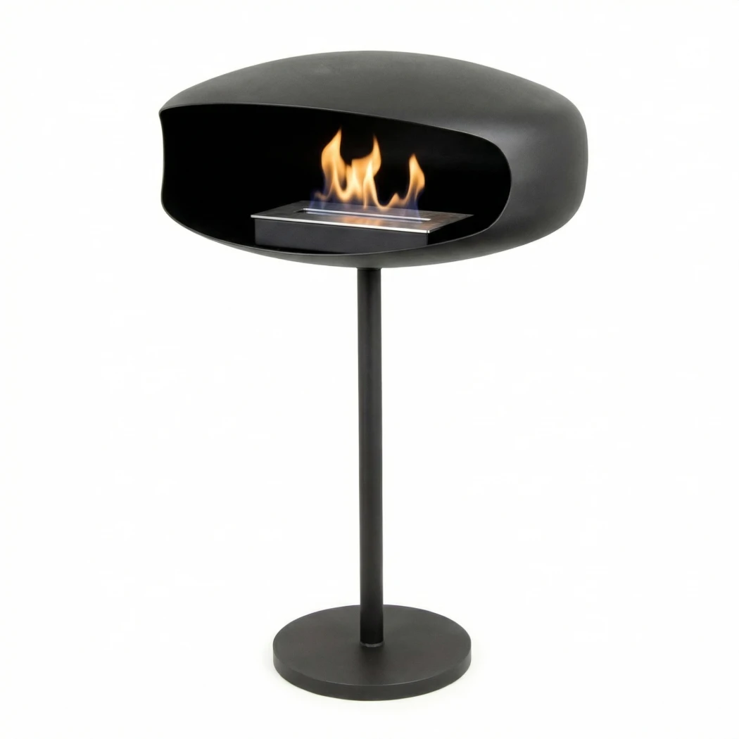 UFO-60 Biopeis på pidestall - Matt svart Hein & Haugaard  | Biopeiser-shop.no | Frittstående biopeis