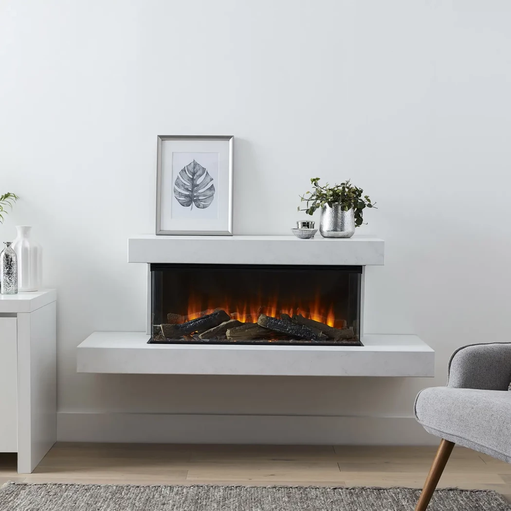 Brockenhurst 870 Marmor Elpeis Tradisjonell - Hvit British Fires  | Biopeiser-shop.no | Floating