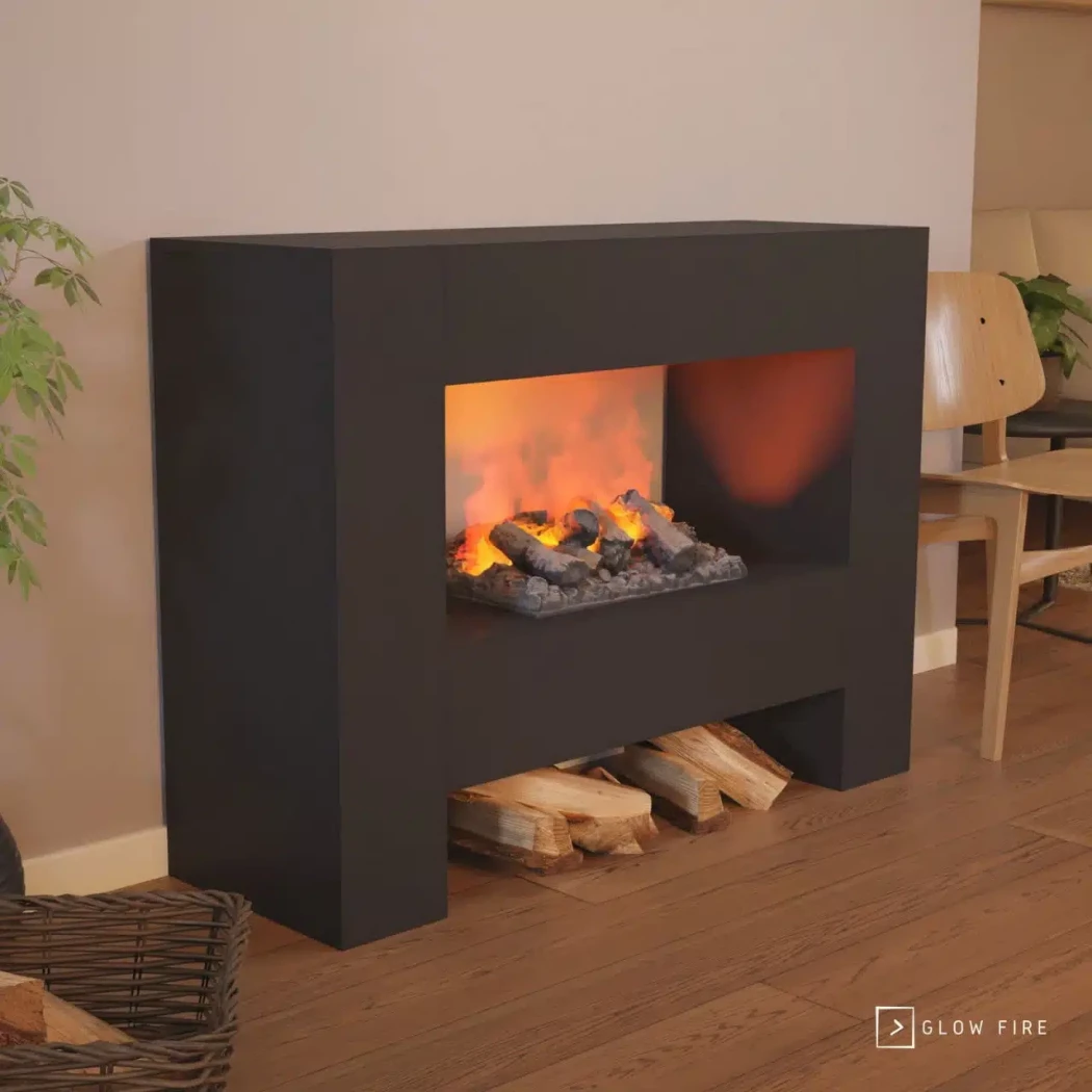 Fallada Vanddamp peis - Sort Glow Fire | Biopeiser-shop.no | Frittstående Vanndamp Peis