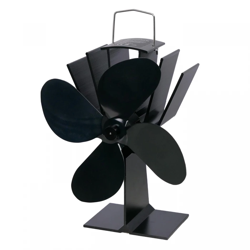 Sort varmedrevet peisvifte – 4 blader  | Biopeiser-shop.no | Biopeis tilbehør