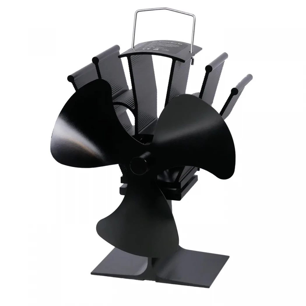 Sort varmedrevet peisvifte – 3 blader  | Biopeiser-shop.no | Biopeis tilbehør