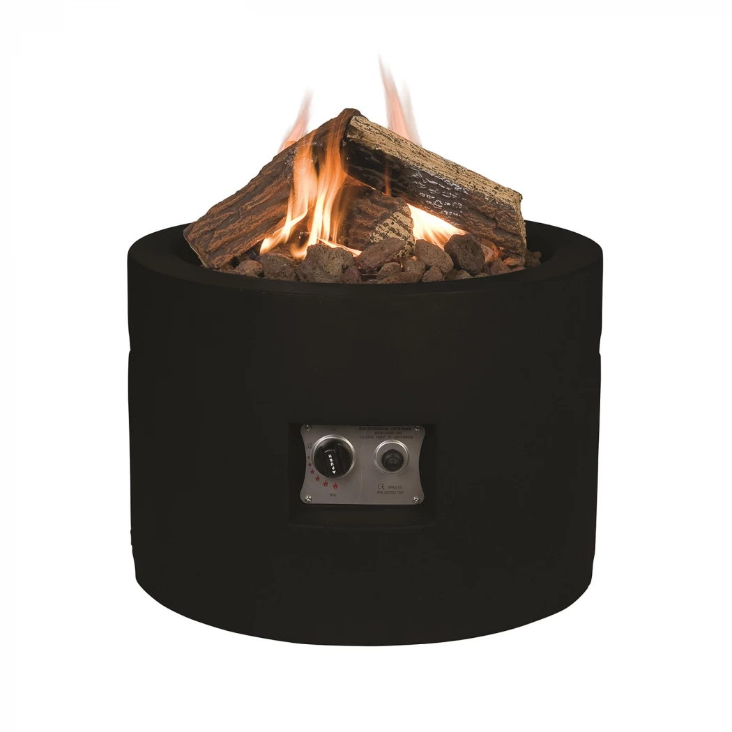 Rundt gasspeisbord - sort Happy Cocooning  | Biopeiser-shop.no | Ildbord med gassbrenner