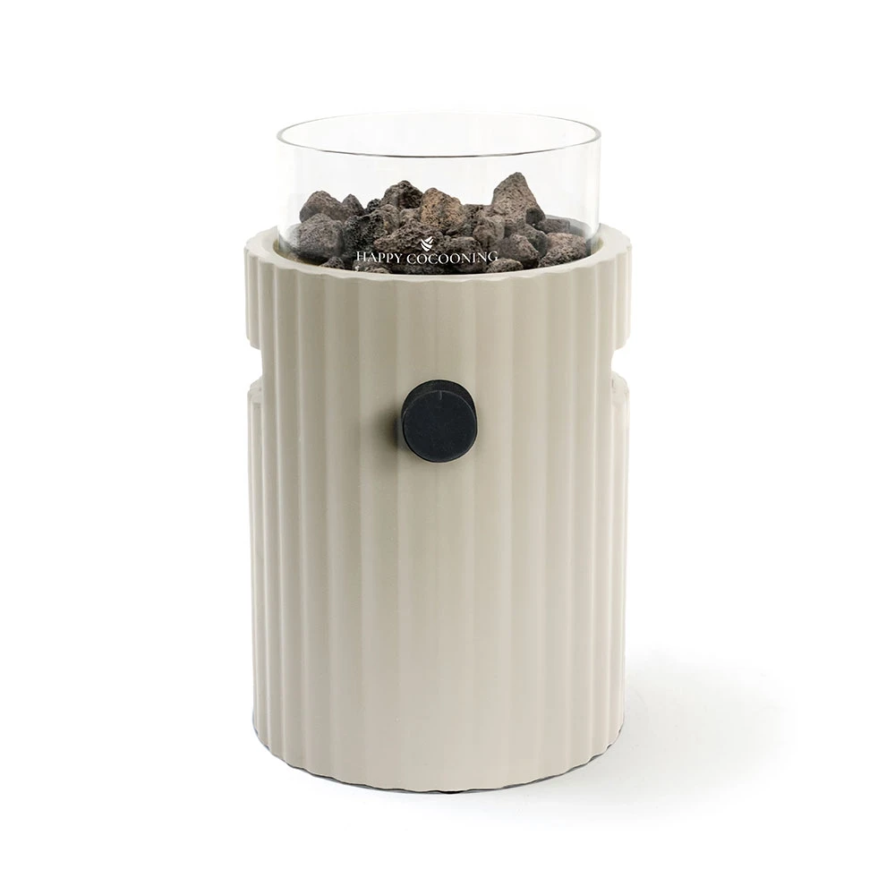 Lumi Rib Østers Beige Bordgasspeis av Happy Cocooning – Rillet Kompositt 1,98 kW – Kompatibel med EN417