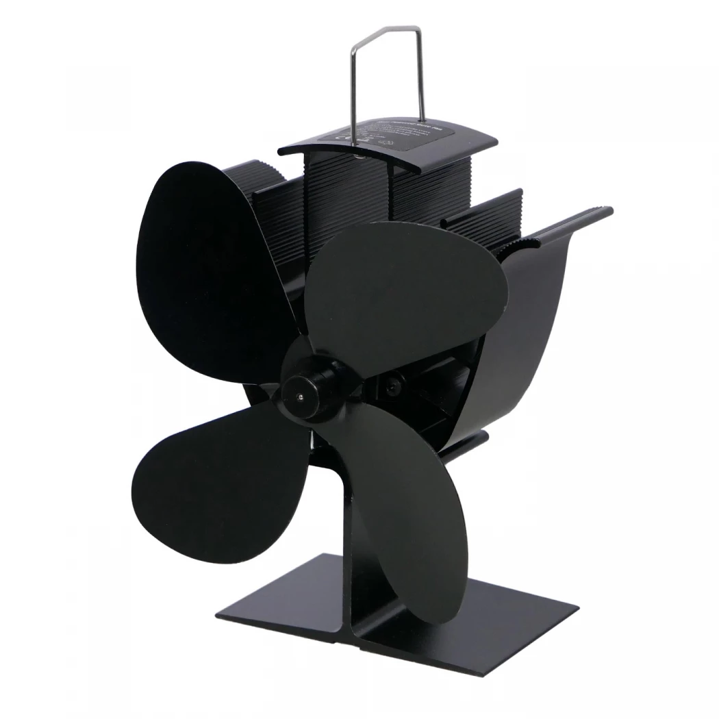 Sort varmedrevet peisvifte – 4 blader  | Biopeiser-shop.no | Biopeis tilbehør