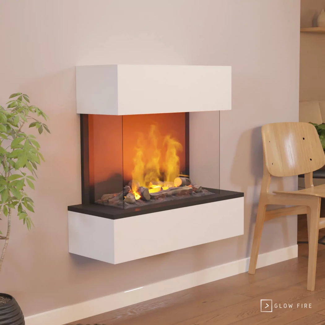 Hölderlin – Hvit Glow Fire | Biopeiser-shop.no | Vegghengt Vanndamp Peis