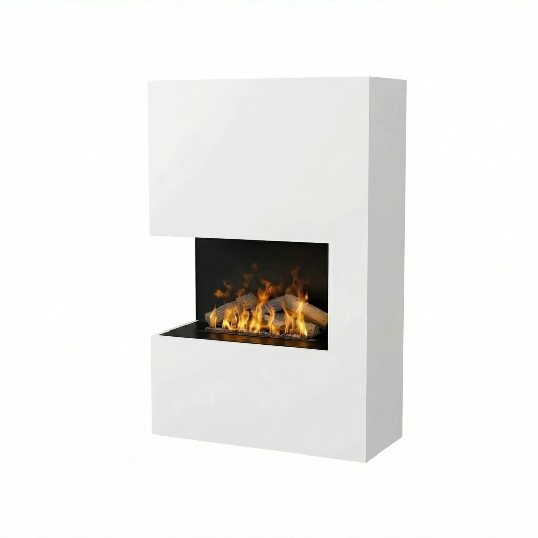 Glow Fire Tucholsky Right Corner - OMC 600 | Frittstående vanndamp peis – 91 cm x 150 cm x 35 cm