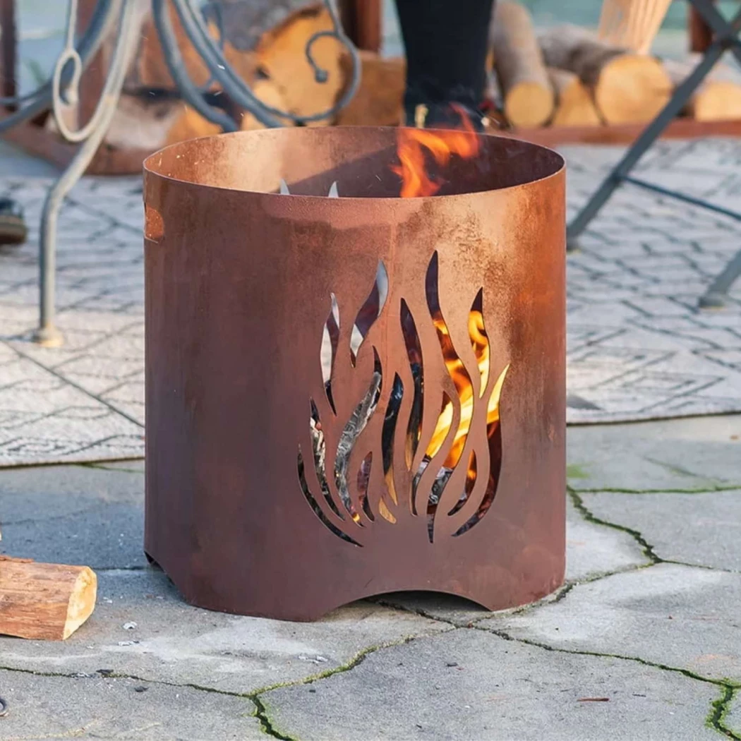 Kiruna Håndlaget Bålkurv i Rust Red Fire  | Biopeiser-shop.no | Utendørs brannkurv