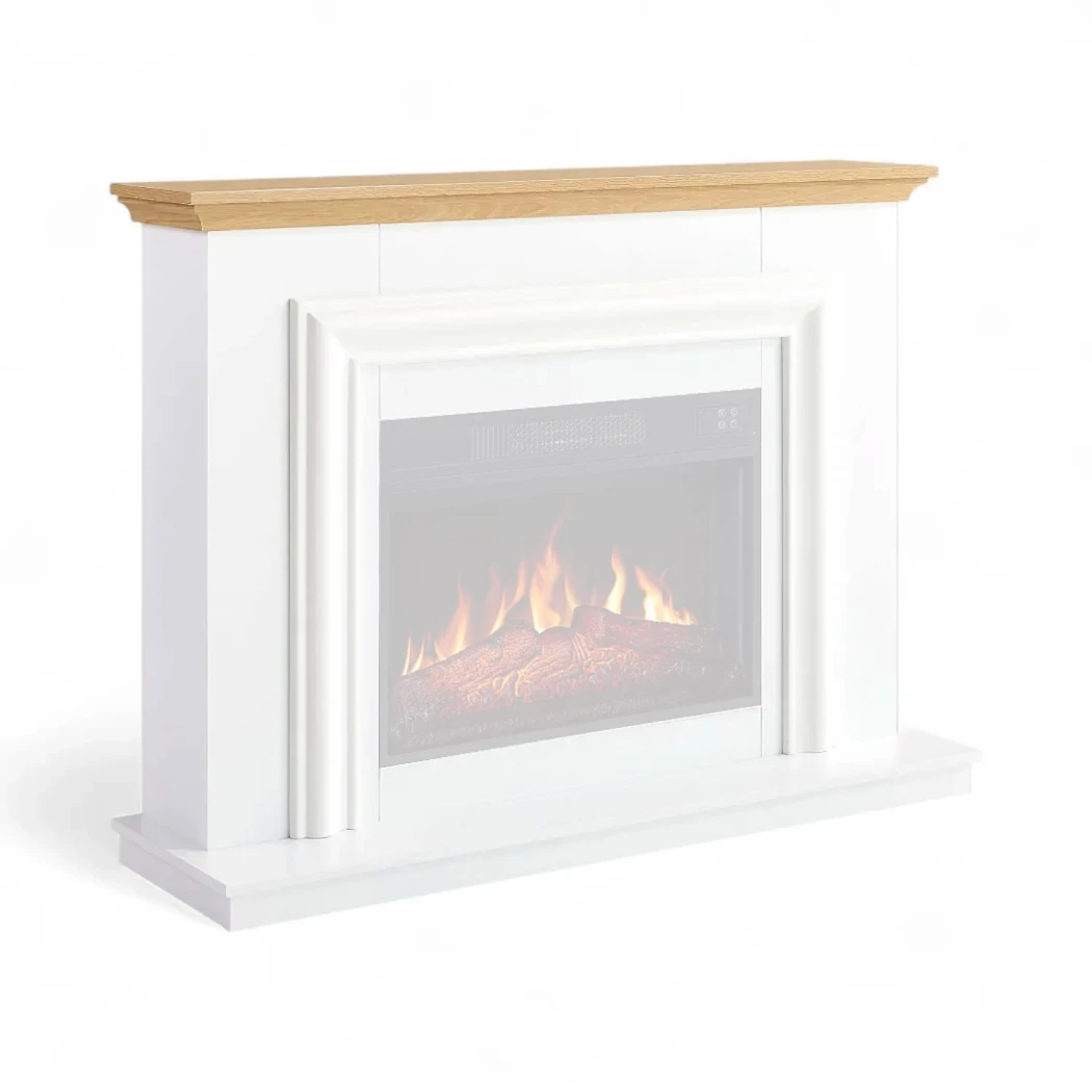 ArtiFlame Marbelya peisramme – Hvit & eik-effekt | Kun ramme | Passer ArtiFlame 23" AF23S/AF23BS innsats | Størrelse: 114×87,3×33 cm