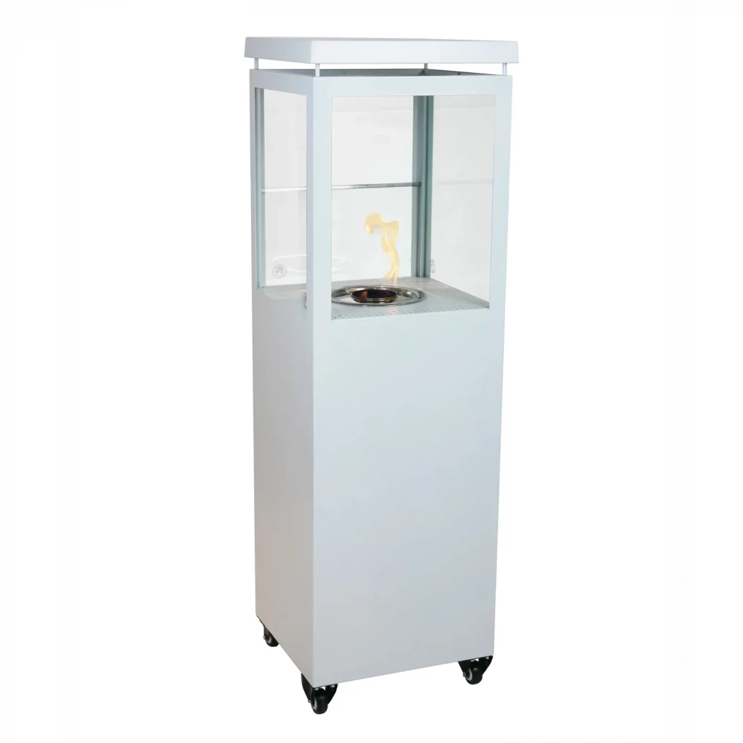 Muztag Premium Fire Paris - Hvit Utendørs Terrassevarmer Biopeis - 2 kW varmeeffekt - 3 timers brennetid