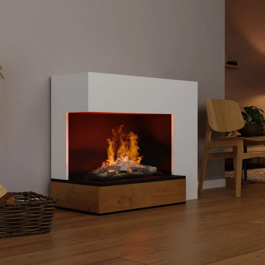 Planck Right – Hvit Glow Fire | Biopeiser-shop.no | Frittstående Vanndamp Peis