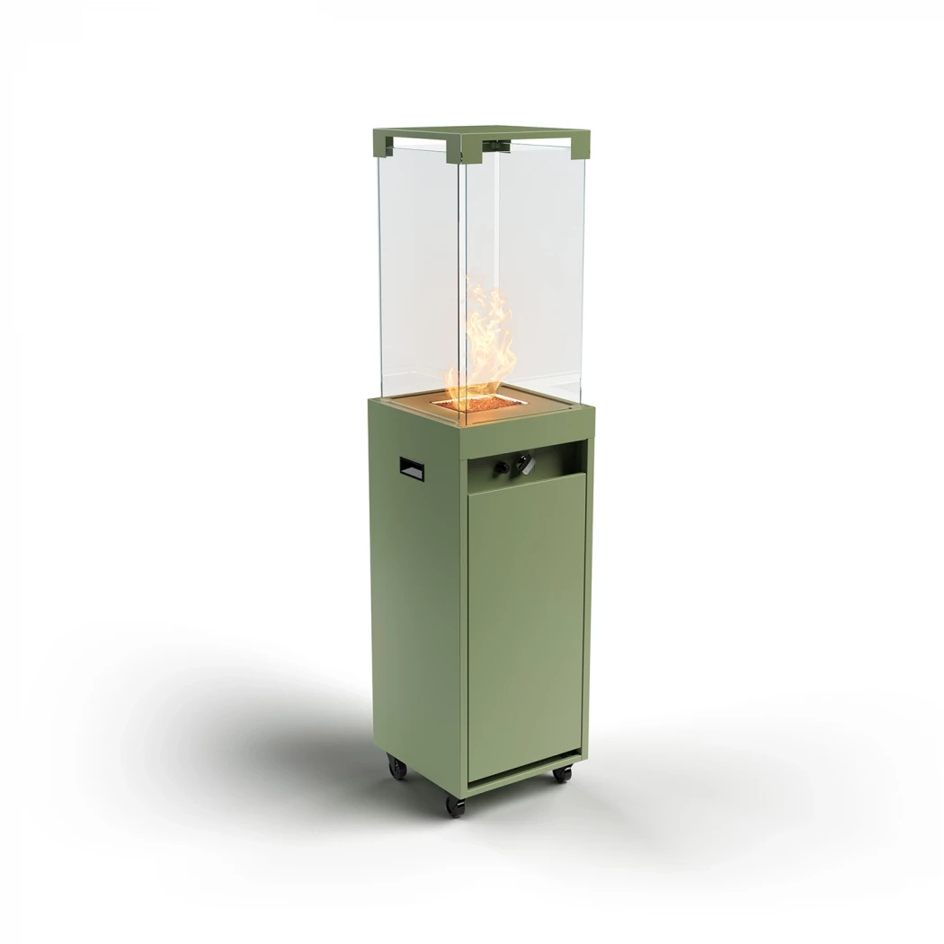 Faro - Pale Green - Utendørs Gasspeis Planika Fires | Biopeiser-shop.no | Frittstående Utendørs Gasspeis