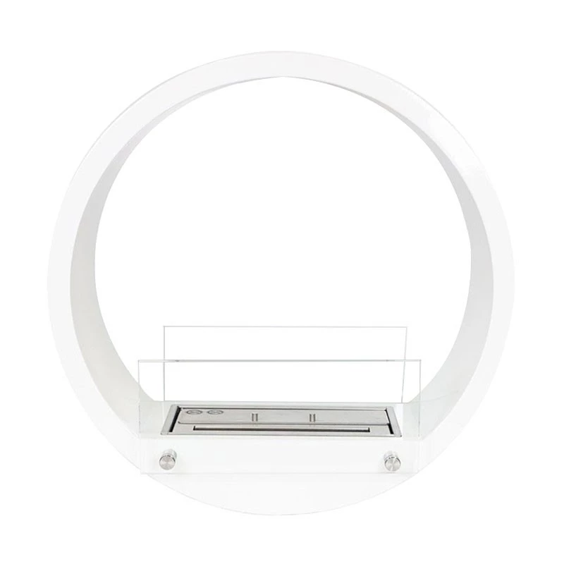 Rund hvit biopeis i unikt design ScandiFlames  | Biopeiser-shop.no | 2-sidig innebygd biopeis