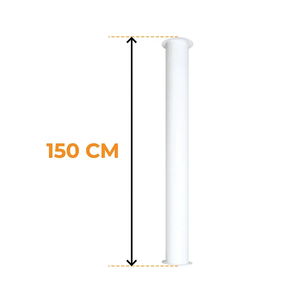 Toronto Rør Hvit 150 cm – Totallengde 190 cm | Biopeiser-shop.no |