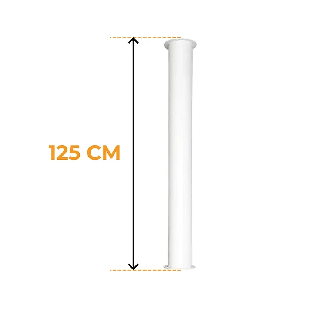 Toronto Rør Hvit 125 cm – Totallengde 165 cm | Biopeiser-shop.no |