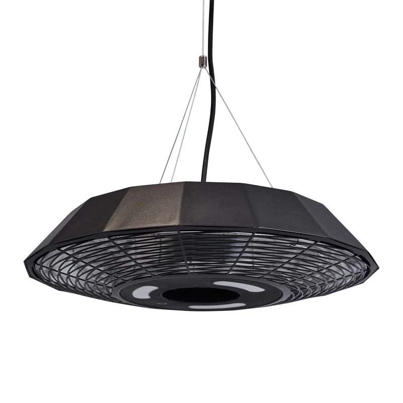 Henge Terrassevarmer UFO 2000 W - Ø45 cm, svart Hortus | Biopeiser-shop.no | Opphengt Elektrisk Terrassevarmer