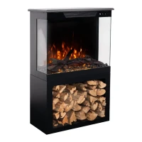 Frittst&aring;ende elektrisk peis Tower + Stand | 3-sidet design | LED-flammer