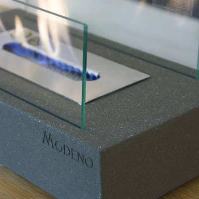 Kira biopeis – Stilren bordpeis i betong med glass | Biopeiser-shop.no KIRA bioetanol bordpeis