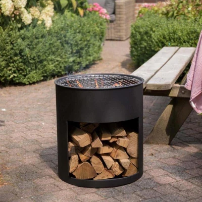 Rund grill Vedtønne med grill