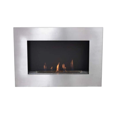 Murus 800 Brushed Steel - veggmontert biopeis med en finish i børstet stål Murus 800 Brushed Steel - veggmontert biopeis med en finish i børstet stål