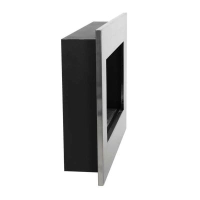 Murus 800 Brushed Steel - veggmontert biopeis med en finish i børstet stål Murus 800 Brushed Steel - veggmontert biopeis med en finish i børstet stål
