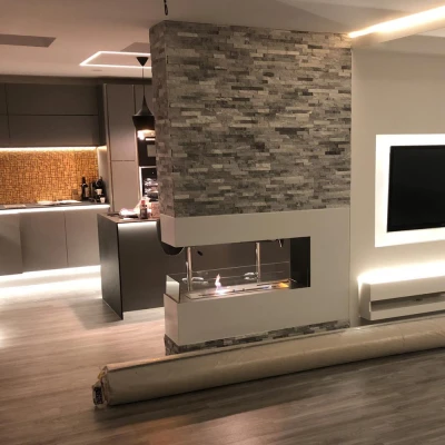 Brannkar i rustfritt stål til innebyggingspeis