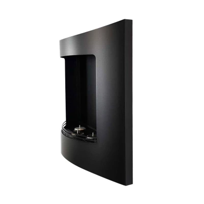 Retra Trio svart veggmontert biopeis fra Nordlys Danmark, med 3 brannkar og et buet design