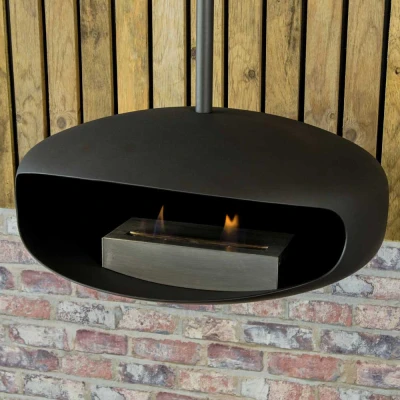 Svart UFO-60 Hein & Haugaard Takmontert biopeis Hein og Haugaard UFO-60 Svart takmontert biopeis med flott flamme