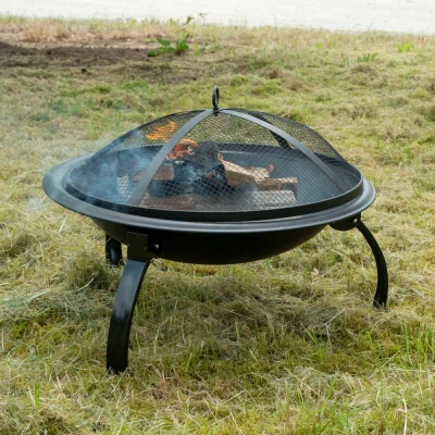 Bålpanne med grill rist og gnistfanger til hage og terrasse Bålpanne med rist og stålnett