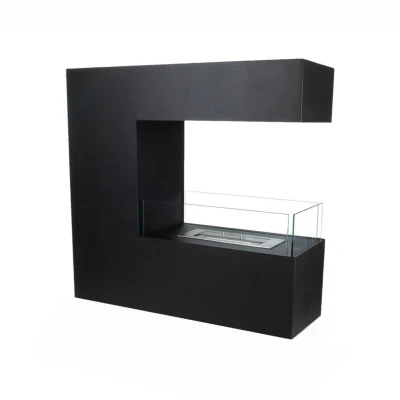 Stor åpen biopeis til gulv 100 cm med bred ramme Svart elegant biopeis for gulv eller endevegg.
