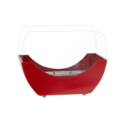 Bordpeis i rødt med sikkerhetsglass på begge sider | Biopeis Rød biopeis til bord med krybbedesign