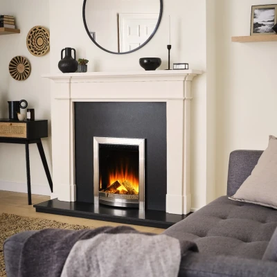 Sway Elegance Elektrisk Peis med Krom og Børstet Stål Front – Innebygd Elektrisk Veggpeis