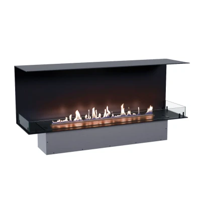 Foco Three 1500 - tresidig innebygd biopeis med flammeutsikt fra 3 sider Foco Three 1500 - tresidig innebygd biopeis med flammeutsikt fra 3 sider