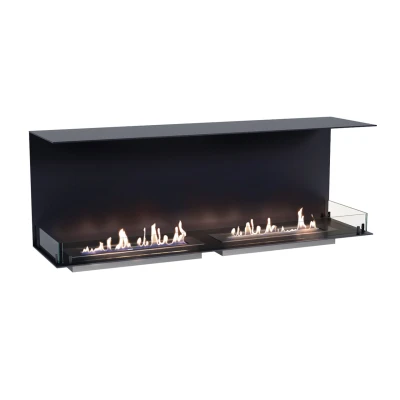 Foco Three 1500 - tresidig innebygd biopeis med flammeutsikt fra 3 sider Foco Three 1500 - tresidig innebygd biopeis med flammeutsikt fra 3 sider