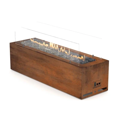 Planika Galio Corten Automatic Planika Galio utendørs gasspeis i corten stål med automatisk styring
