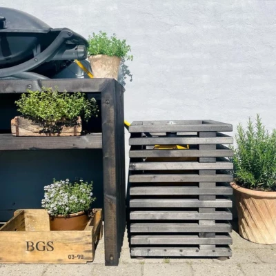 Kabeltromlen Tralle 11 kg Gasflaskeskjuler - Sortbejdset Tralle