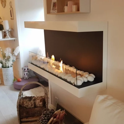 Hvit tre-sidig vegghengt biopeis 120 cm Hvit tre-sidig vegghengt biopeis 120 cm