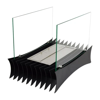 Svart åpen biopeis med to glass sider