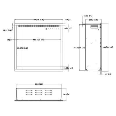 Aflamo 3D elektrisk peisinnsats 24" firkantet (60 × 60 cm)