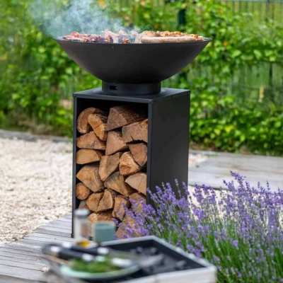 Onyx Ø60 Bålfat med Grill og Vedoppbevaring
