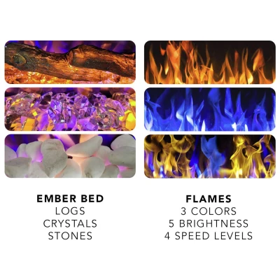 Elektrisk peis Premier Aflamo Pride Elektrisk Peis – Energieffektive LED-Flammer, Tilpassbare Flammefarger, Veggmontert eller Innebygd Design