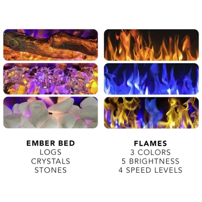 Aflamo Pride Slim 127 cm innfelt klart flamme elektrisk peis Aflamo Pride Slim 127 cm svart veggmontert elektrisk peis