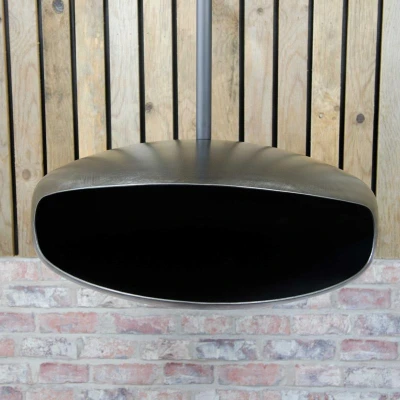 Eksklusiv takmontert biopeis fra Hein & Haugaard | Håndlaget Hein og Haugaard UFO-60 New York Grå Rund takmontert biopeis i stål med flott flamme