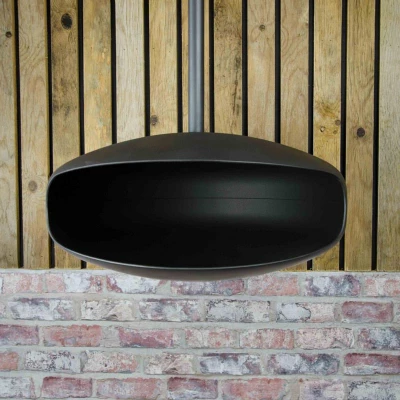 Svart UFO-50 Hein & Haugaard Takmontert biopeis Hein og Haugaard UFO-50 Svart takmontert biopeis med flott flamme