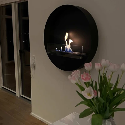 Sort rund biopeis i rundt design til ophpeng på vegg Delaware XL rund biopeis - 80 cm sort