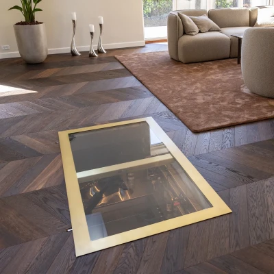 Vinorage glassluke til vinkjeller med motor - 800 x 1500 mm - svart stål